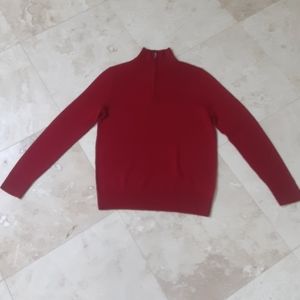 100% Extra Fine Merino Wool Jersey Zipneck Sweater By Express, Maroon Red,NOSWOT